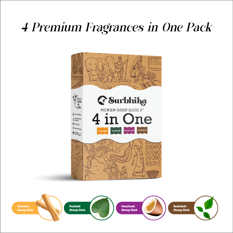 4 in One - Dhoop Sticks 6 inch with Stand