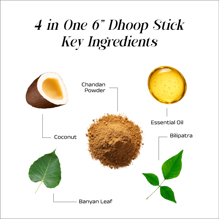 4 in One - Dhoop Sticks 6 inch with Stand