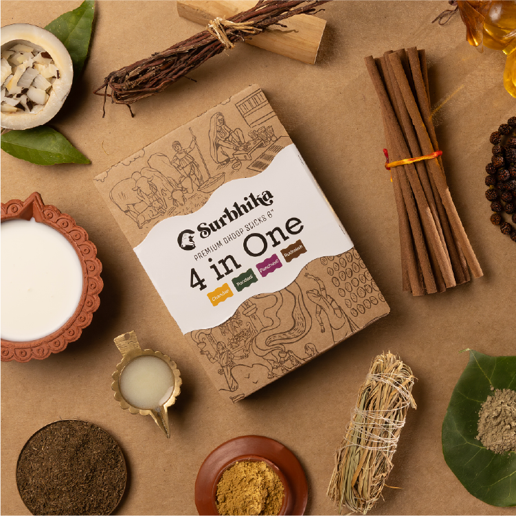 4 in One - Dhoop Sticks 6 inch with Stand