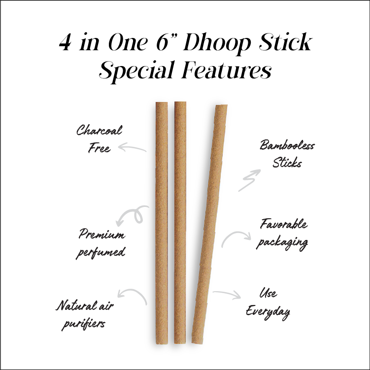 4 in One - Dhoop Sticks 6 inch with Stand