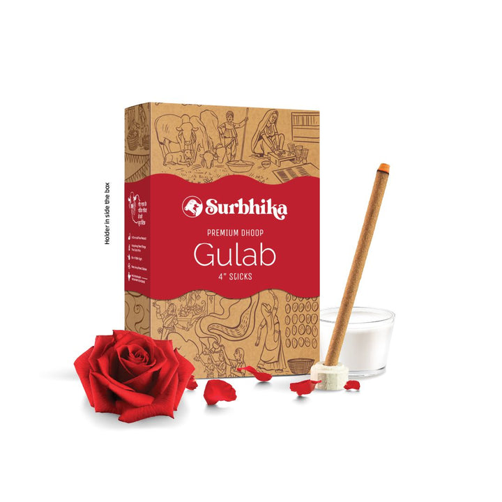 Gulab Premium Bambuless Dhoop Sticks 4 Inch [Rose]
