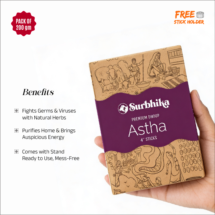 Astha Premium Bambuless Dhoop Sticks 4 Inch with Stand