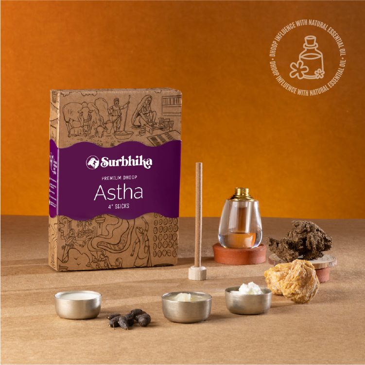 Astha Premium Bambuless Dhoop Sticks 4 Inch with Stand