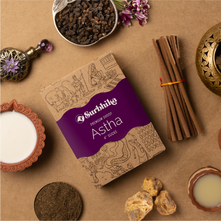 Astha Premium Bambuless Dhoop Sticks 4 Inch with Stand