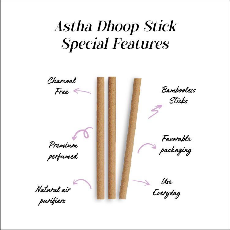 Astha Premium Bambuless Dhoop Sticks 4 Inch with Stand
