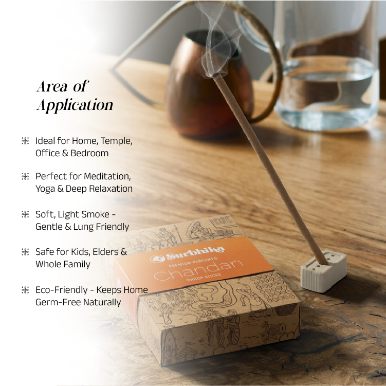 Chandan Premium Bambuless Dhoop Sticks 6 Inch [ Sandalwood ]