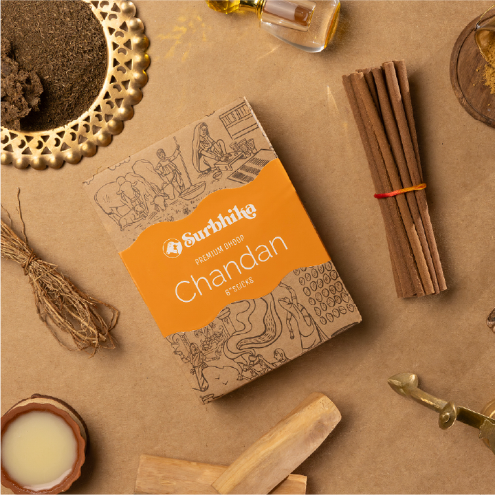 Chandan Premium Bambuless Dhoop Sticks 6 Inch [ Sandalwood ]