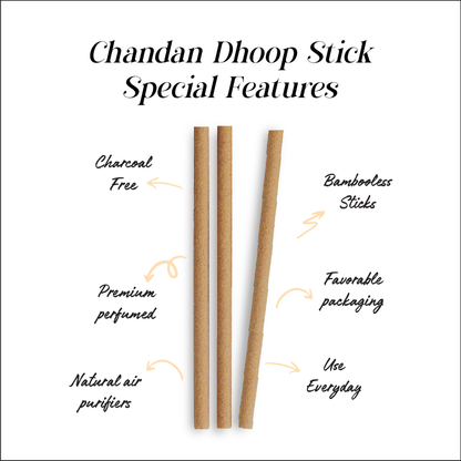 Chandan Premium Bambuless Dhoop Sticks 6 Inch ( Sandalwood ) | Surbhika (5)