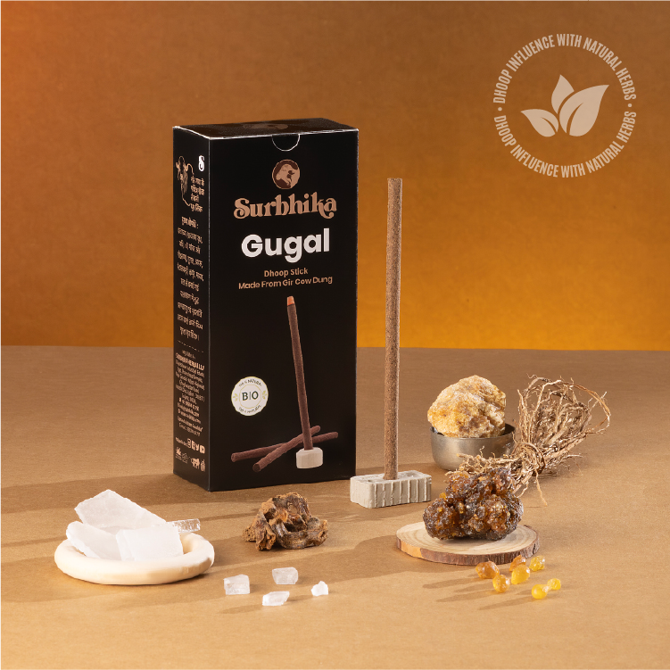 Natural Gugal Dhoop Stick 6 Inch- Bamboo Less - Surbhika