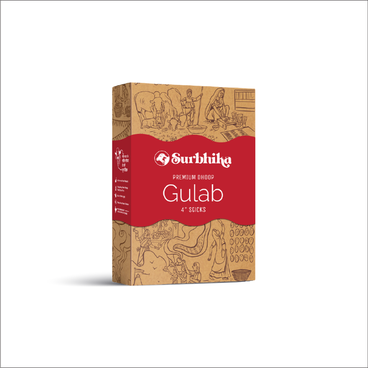 Gulab Premium Bambuless Dhoop Sticks 4 Inch [Rose]