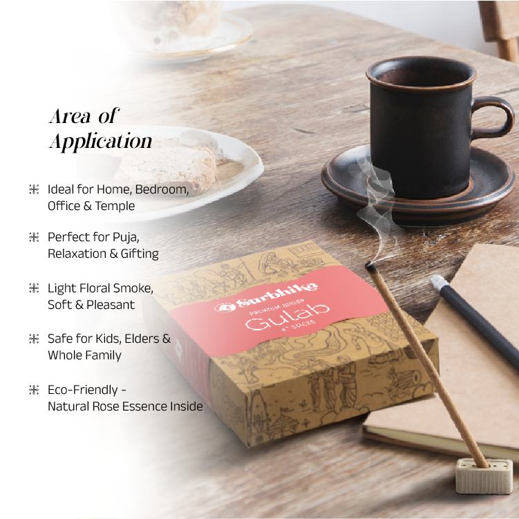 Gulab Premium Bambuless Dhoop Sticks 4 Inch [Rose]