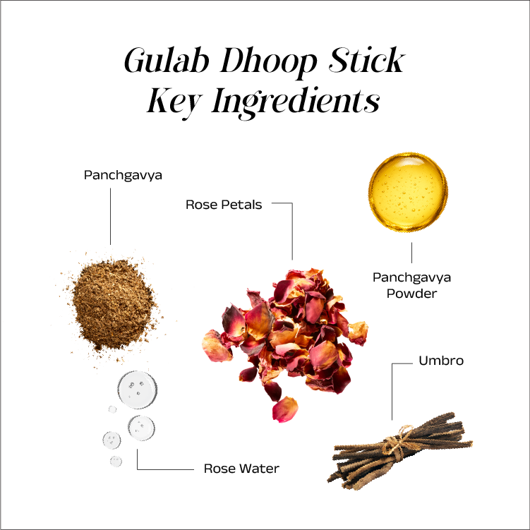 Gulab Premium Bambuless Dhoop Sticks 4 Inch [Rose]