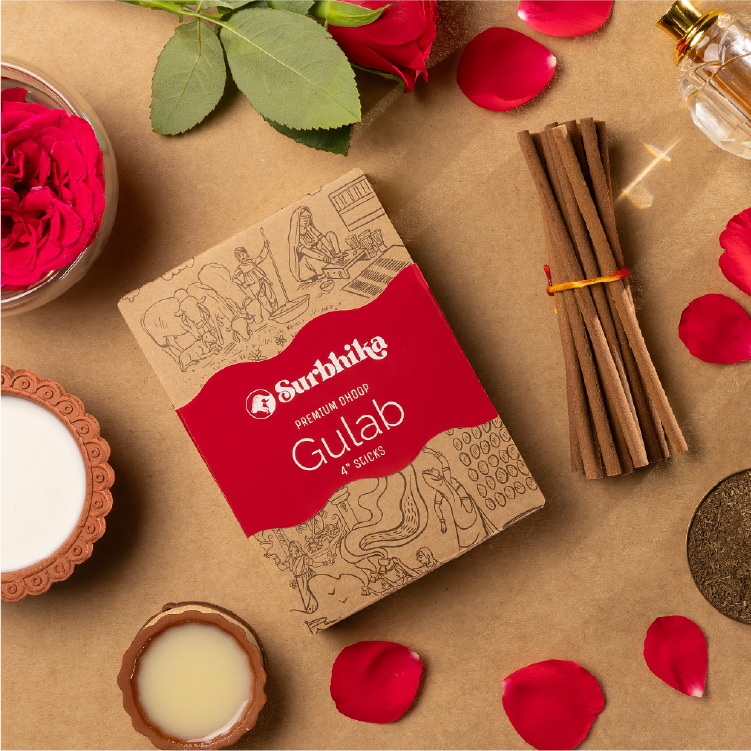 Gulab Premium Bambuless Dhoop Sticks 4 Inch [Rose]