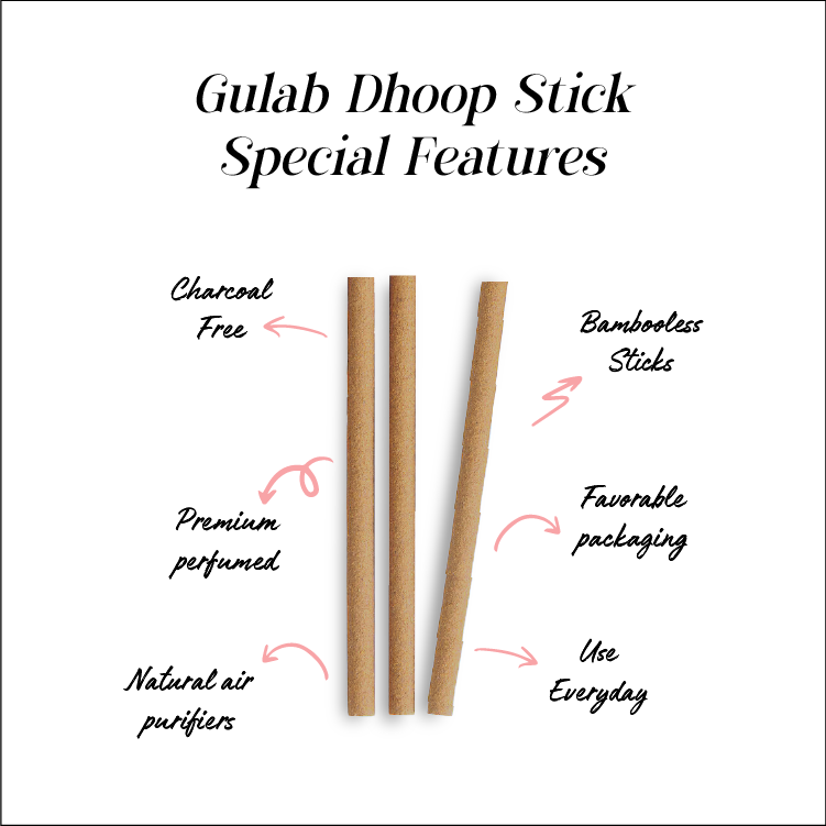 Gulab Premium Bambuless Dhoop Sticks 4 Inch [Rose]