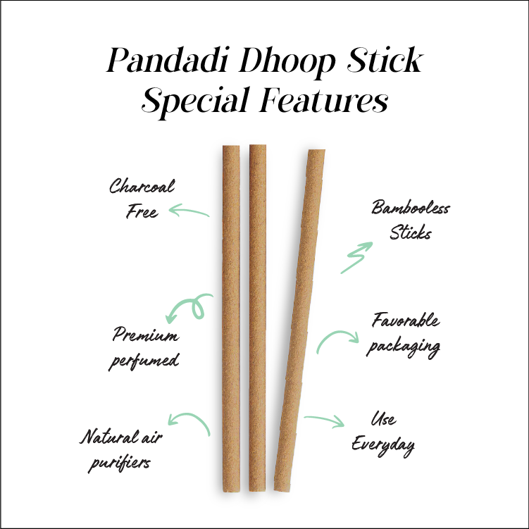 Pandadi Premium Bamboo less Dhoop Sticks 6 Inch